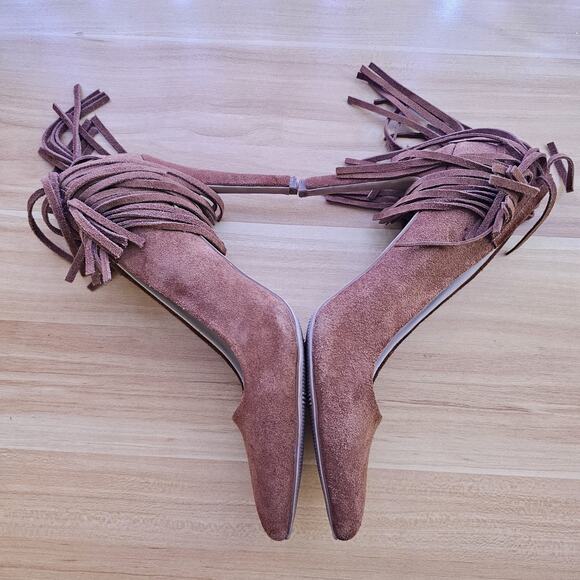 MIA Heels Womens Sz 9 1/2 Brown Madalyn Suede Fringe Stiletto Pointed Toe Pumps - Picture 6 of 7